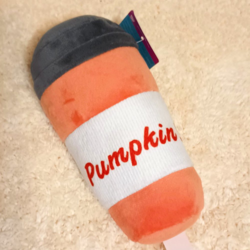 NWT ~   Play On Dog Toy, Plush Pumpkin Spice Latte